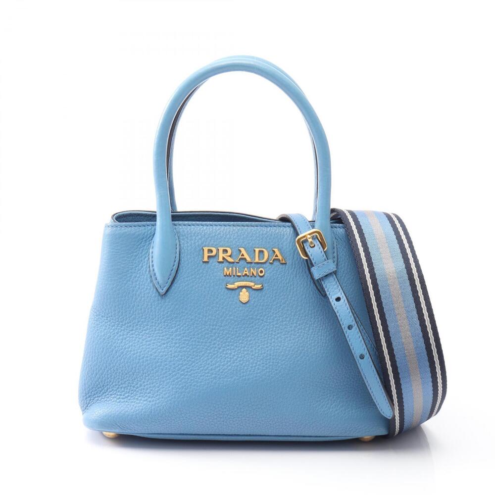 Prada Vitello Daino Leather 2Way Shoulder Bag Blue